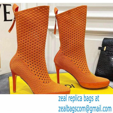 Fendi Elasticated Lace Promenade Ankle Boots Orange 2021