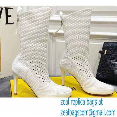 Fendi Elasticated Lace Promenade Ankle Boots White 2021 - Click Image to Close