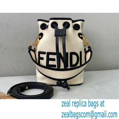 Fendi FENDI ROMA Mon Tresor Mini Bucket Bag Undyed Canvas White 2021