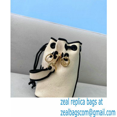 Fendi FENDI ROMA Mon Tresor Mini Bucket Bag Undyed Canvas White 2021