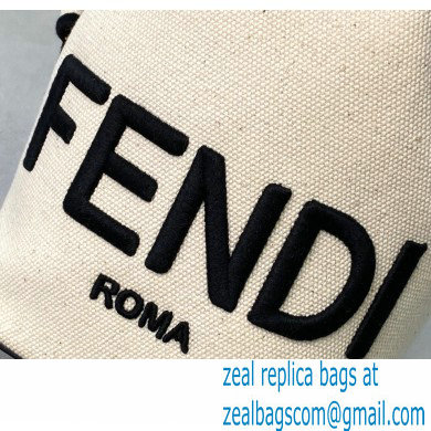 Fendi FENDI ROMA Mon Tresor Mini Bucket Bag Undyed Canvas White 2021