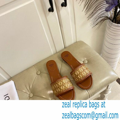 Fendi FF Interlace Wide-band Slides Brown 2021