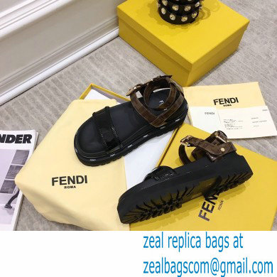 Fendi FF-logo Chunky Sandals Black 2021 - Click Image to Close