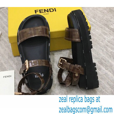 Fendi FF-logo Chunky Sandals Brown 2021 - Click Image to Close