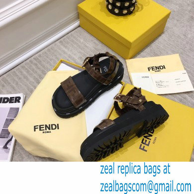 Fendi FF-logo Chunky Sandals Brown 2021 - Click Image to Close