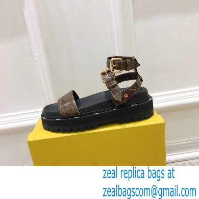 Fendi FF-logo Chunky Sandals Brown 2021 - Click Image to Close