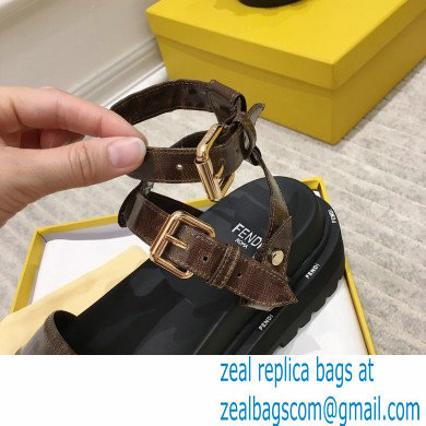 Fendi FF-logo Chunky Sandals Brown 2021 - Click Image to Close