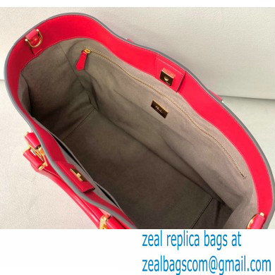 Fendi Leather FF Tote Medium Bag Red 2021