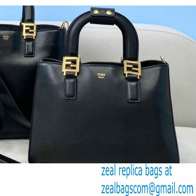 Fendi Leather FF Tote Small Bag Black 2021