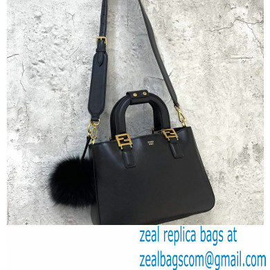Fendi Leather FF Tote Small Bag Black 2021 - Click Image to Close