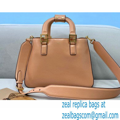 Fendi Leather FF Tote Small Bag Nude Pink 2021 - Click Image to Close