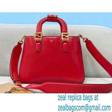 Fendi Leather FF Tote Small Bag Red 2021 - Click Image to Close