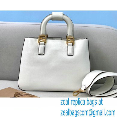 Fendi Leather FF Tote Small Bag White 2021 - Click Image to Close