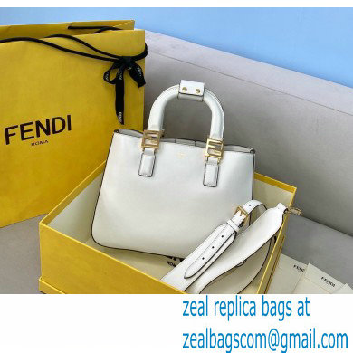 Fendi Leather FF Tote Small Bag White 2021