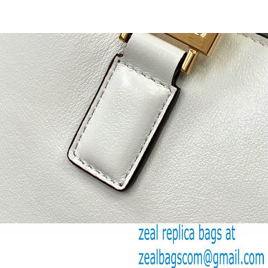 Fendi Leather FF Tote Small Bag White 2021