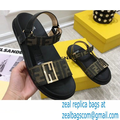 Fendi Leather Promenade FF-logo Chunky Sandals Black 2021