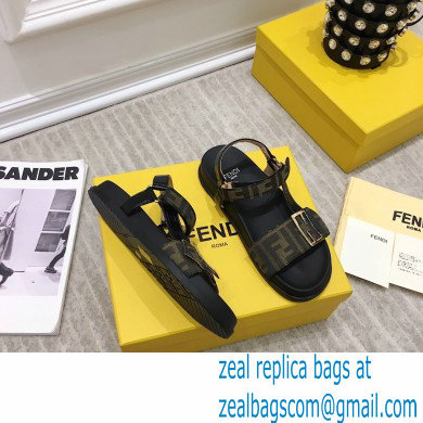 Fendi Leather Promenade FF-logo Chunky Sandals Black 2021