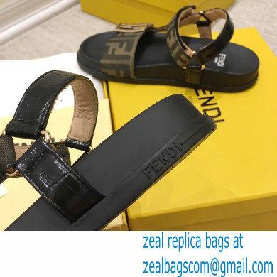 Fendi Leather Promenade FF-logo Chunky Sandals Black 2021 - Click Image to Close