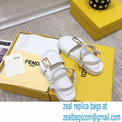 Fendi Leather Promenade FF-logo Chunky Sandals White 2021