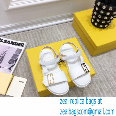 Fendi Leather Promenade FF-logo Chunky Sandals White 2021 - Click Image to Close