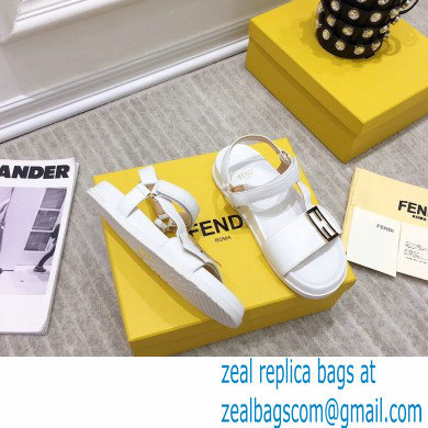 Fendi Leather Promenade FF-logo Chunky Sandals White 2021 - Click Image to Close