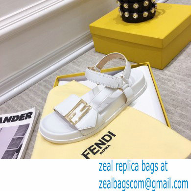 Fendi Leather Promenade FF-logo Chunky Sandals White 2021