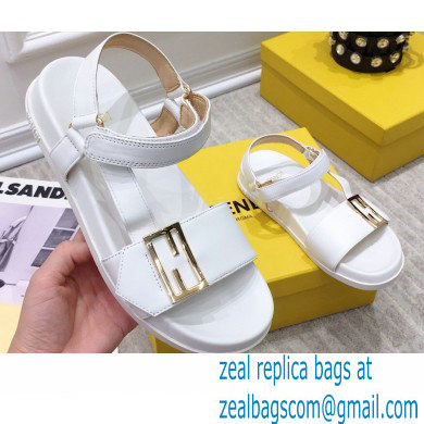 Fendi Leather Promenade FF-logo Chunky Sandals White 2021