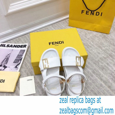 Fendi Leather Promenade FF-logo Chunky Sandals White 2021 - Click Image to Close