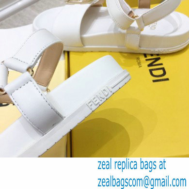 Fendi Leather Promenade FF-logo Chunky Sandals White 2021