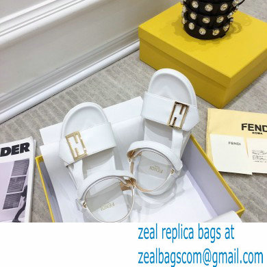 Fendi Leather Promenade FF-logo Chunky Sandals White 2021 - Click Image to Close