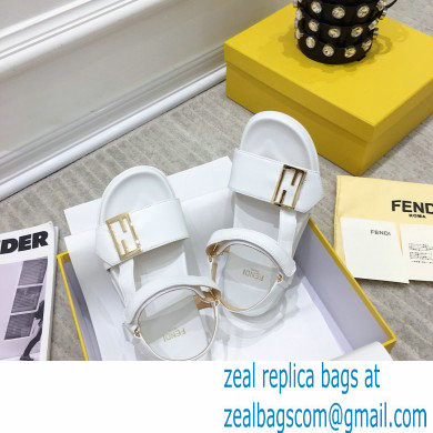 Fendi Leather Promenade FF-logo Chunky Sandals White 2021