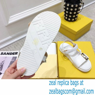 Fendi Leather Promenade FF-logo Chunky Sandals White 2021 - Click Image to Close