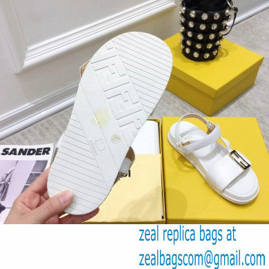 Fendi Leather Promenade FF-logo Chunky Sandals White 2021