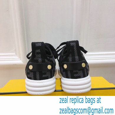 Fendi Rise Fabric Flatform Sneakers Black with Diagonal FF 2021