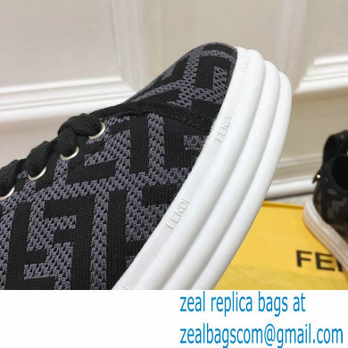 Fendi Rise Fabric Flatform Sneakers Black with Diagonal FF 2021 - Click Image to Close