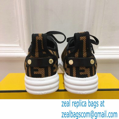 Fendi Rise Fabric Flatform Sneakers Brown with Diagonal FF 2021