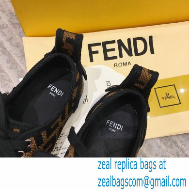 Fendi Rise Fabric Flatform Sneakers Brown with Diagonal FF 2021