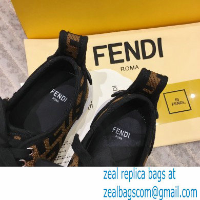 Fendi Rise Fabric Flatform Sneakers Brown with Diagonal FF 2021 - Click Image to Close