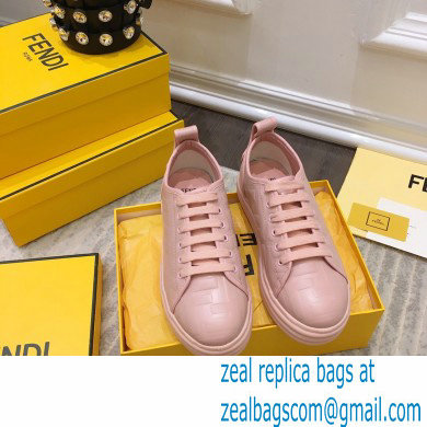 Fendi Rise Leather Flatform Sneakers Pink with All-over Embossed FF 2021 - Click Image to Close