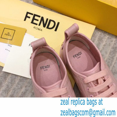 Fendi Rise Leather Flatform Sneakers Pink with All-over Embossed FF 2021 - Click Image to Close