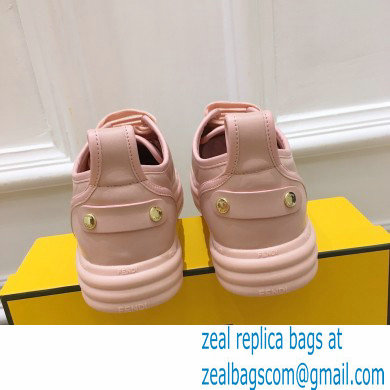 Fendi Rise Leather Flatform Sneakers Pink with All-over Embossed FF 2021