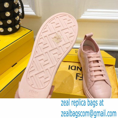 Fendi Rise Leather Flatform Sneakers Pink with All-over Embossed FF 2021 - Click Image to Close