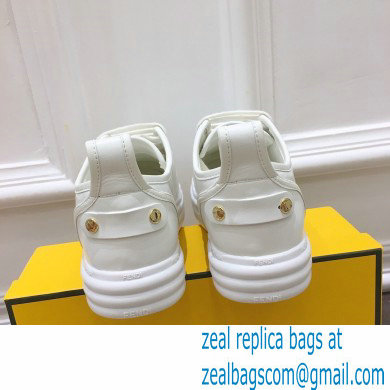 Fendi Rise Leather Flatform Sneakers White with All-over Embossed FF 2021 - Click Image to Close