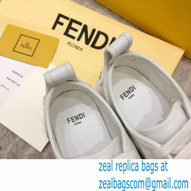 Fendi Rise Leather Flatform Sneakers White with All-over Embossed FF 2021