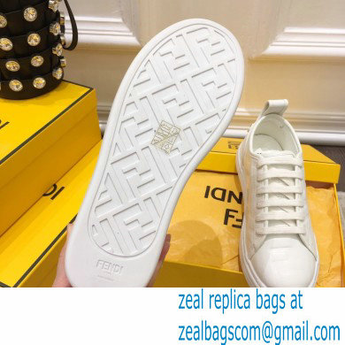 Fendi Rise Leather Flatform Sneakers White with All-over Embossed FF 2021 - Click Image to Close