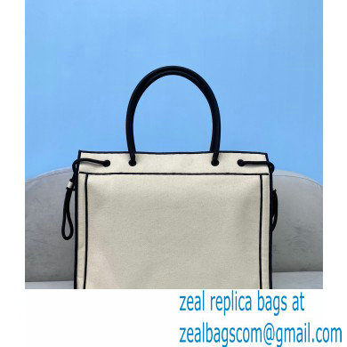 Fendi Roma Large Shopper Bag Undyed Canvas White 2021 - Click Image to Close