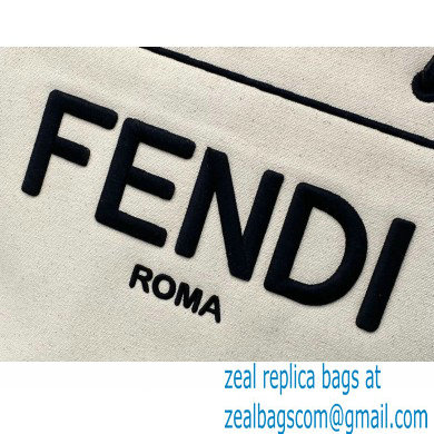 Fendi Roma Large Shopper Bag Undyed Canvas White 2021 - Click Image to Close