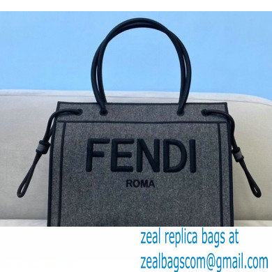 Fendi Roma Medium Shopper Bag Gray Flannel 2021