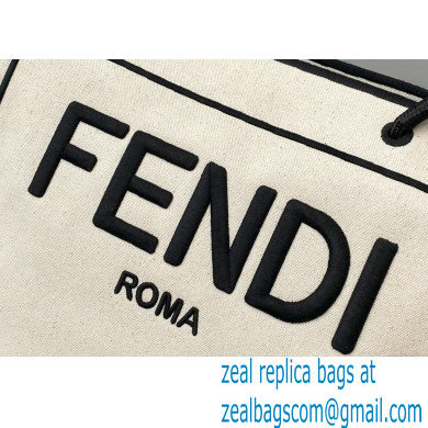 Fendi Roma Medium Shopper Bag Undyed Canvas White 2021 - Click Image to Close