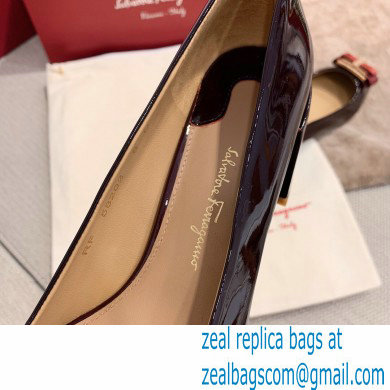 Ferragamo Heel 1cm/6cm Bow Ballet Flats/Pumps Patent Leather Burgundy